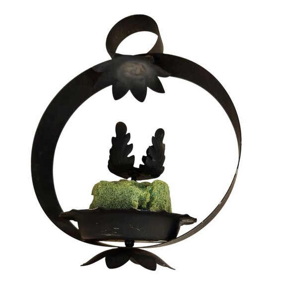 Decorative Black Metal Candle Holder With Floral Design For Home Décor Farmhouse - Picture 4 of 9